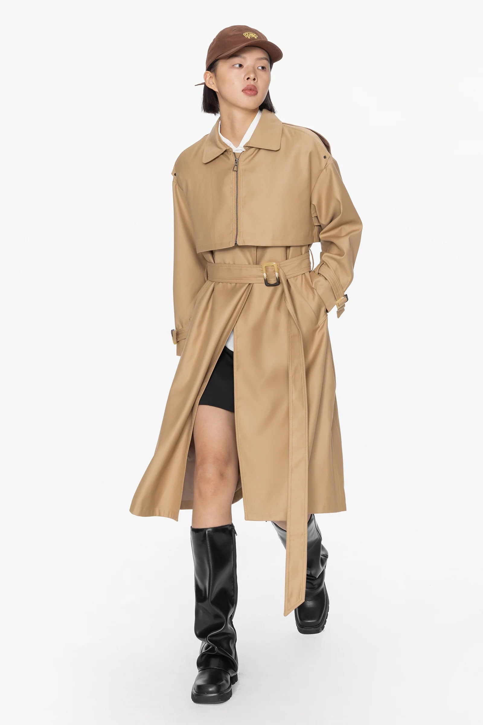 Zip Up Yoke Trench Coat