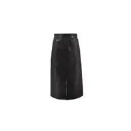 High Waist A-Line Pu Skirt with Back Slit