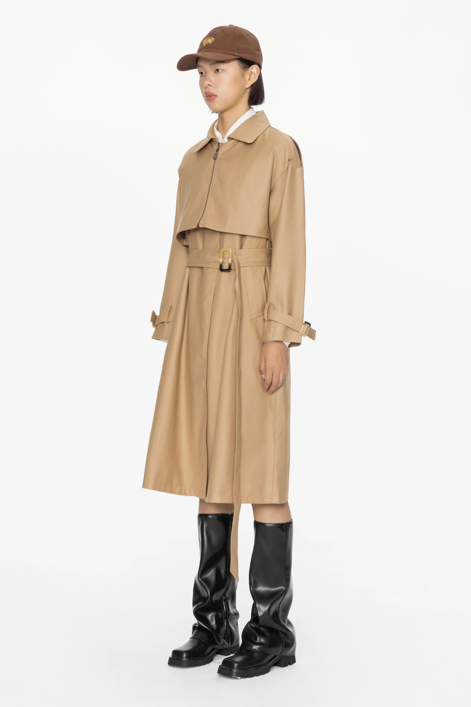 Zip Up Yoke Trench Coat