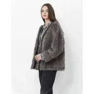 Grey Short Faux-Fur Coat