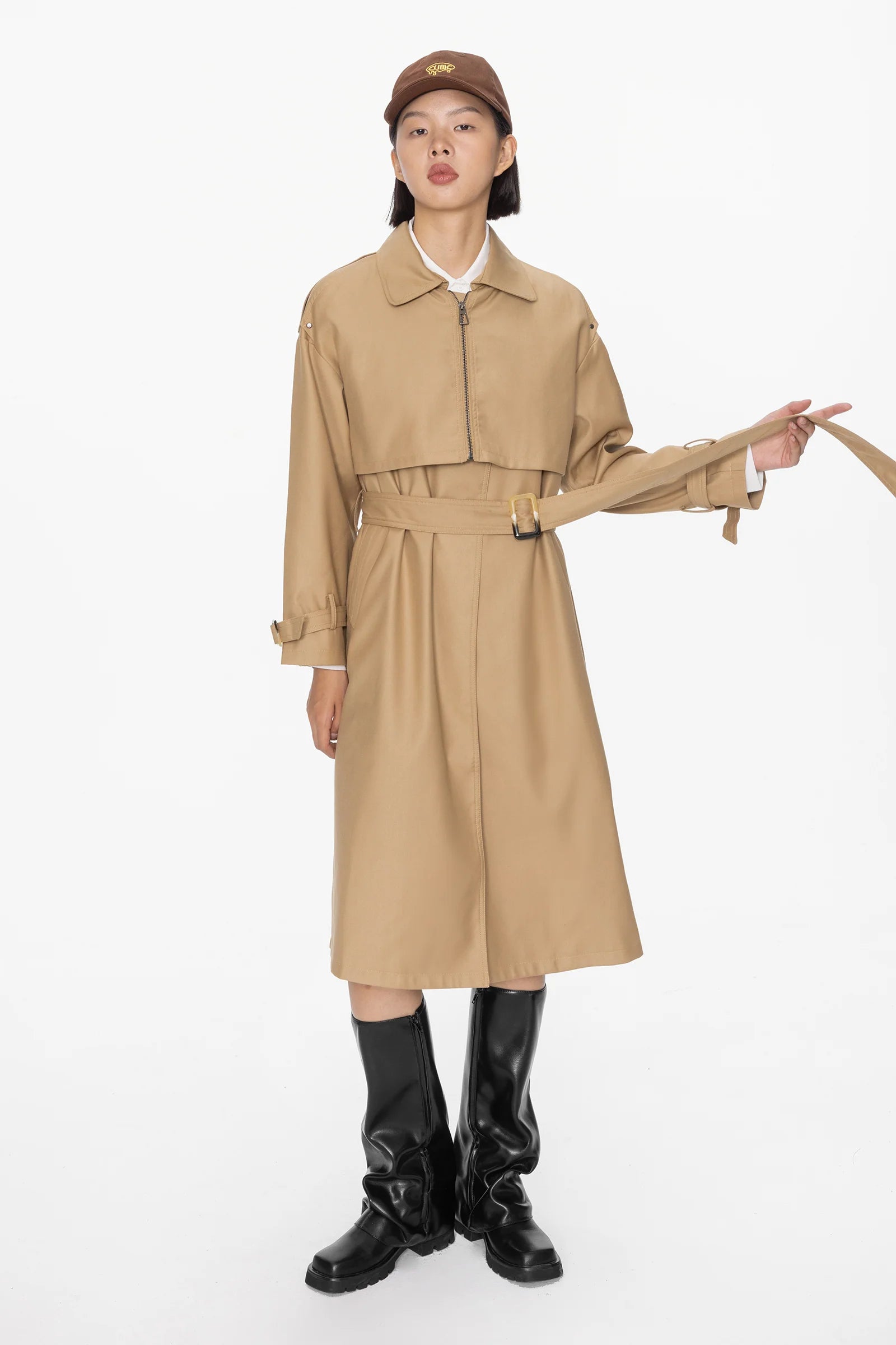 Zip Up Yoke Trench Coat