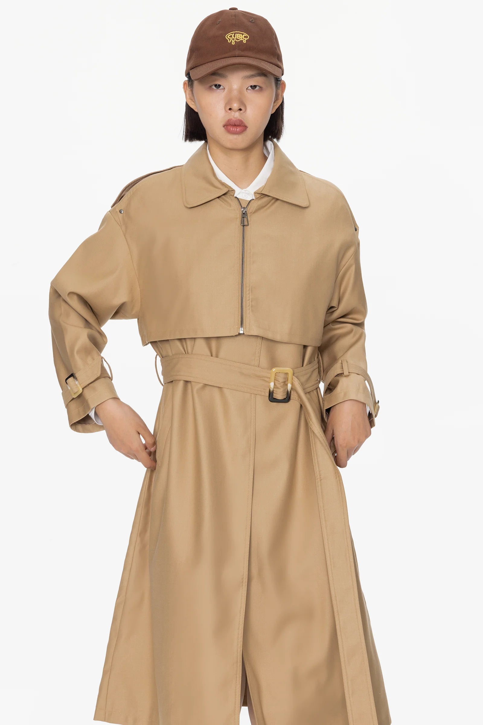 Zip Up Yoke Trench Coat