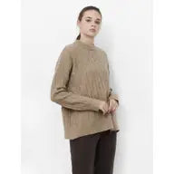 Coffee Wide Fishbone Rib Knit Jumper