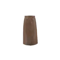 High Waist A-Line Pu Skirt with Back Slit