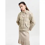 Retro Plaid Short Wool Coat