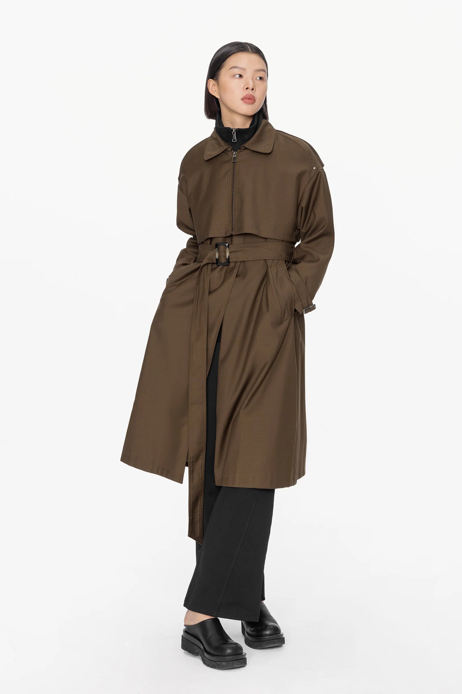 Zip Up Yoke Trench Coat