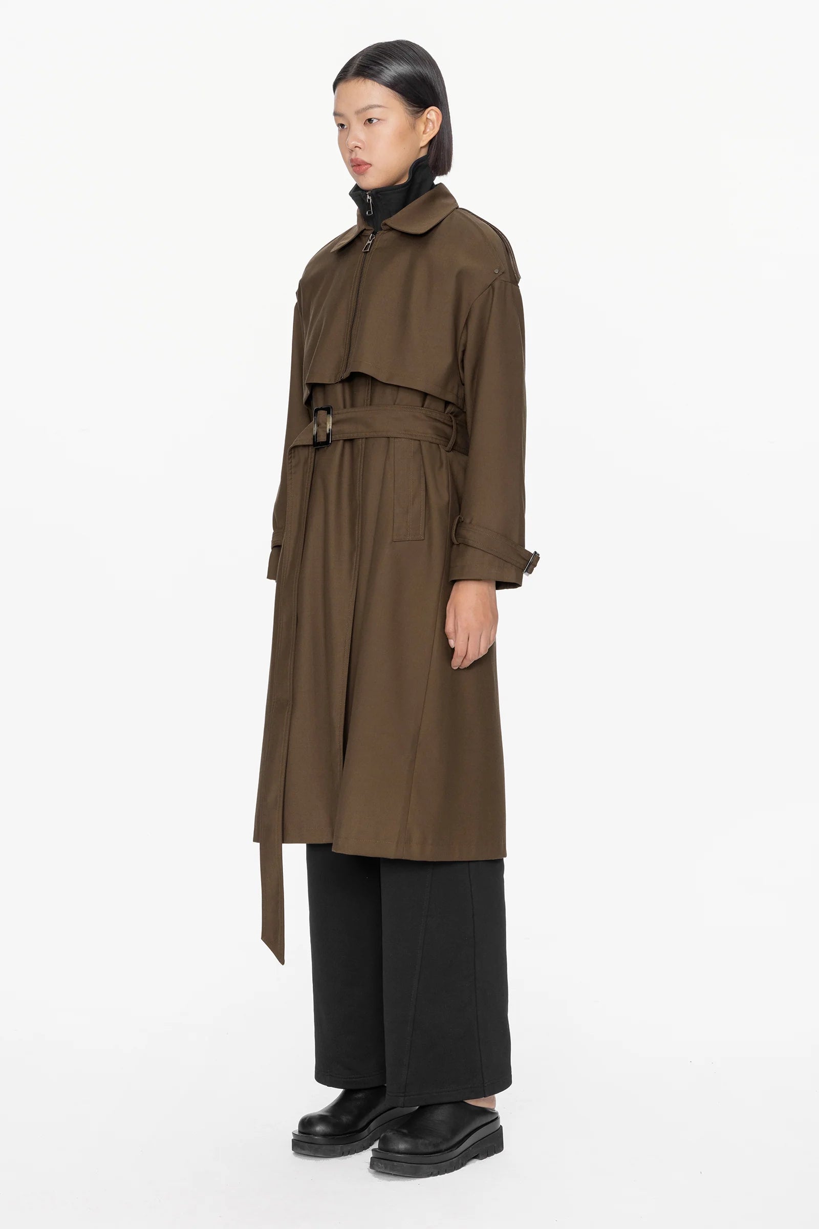 Zip Up Yoke Trench Coat