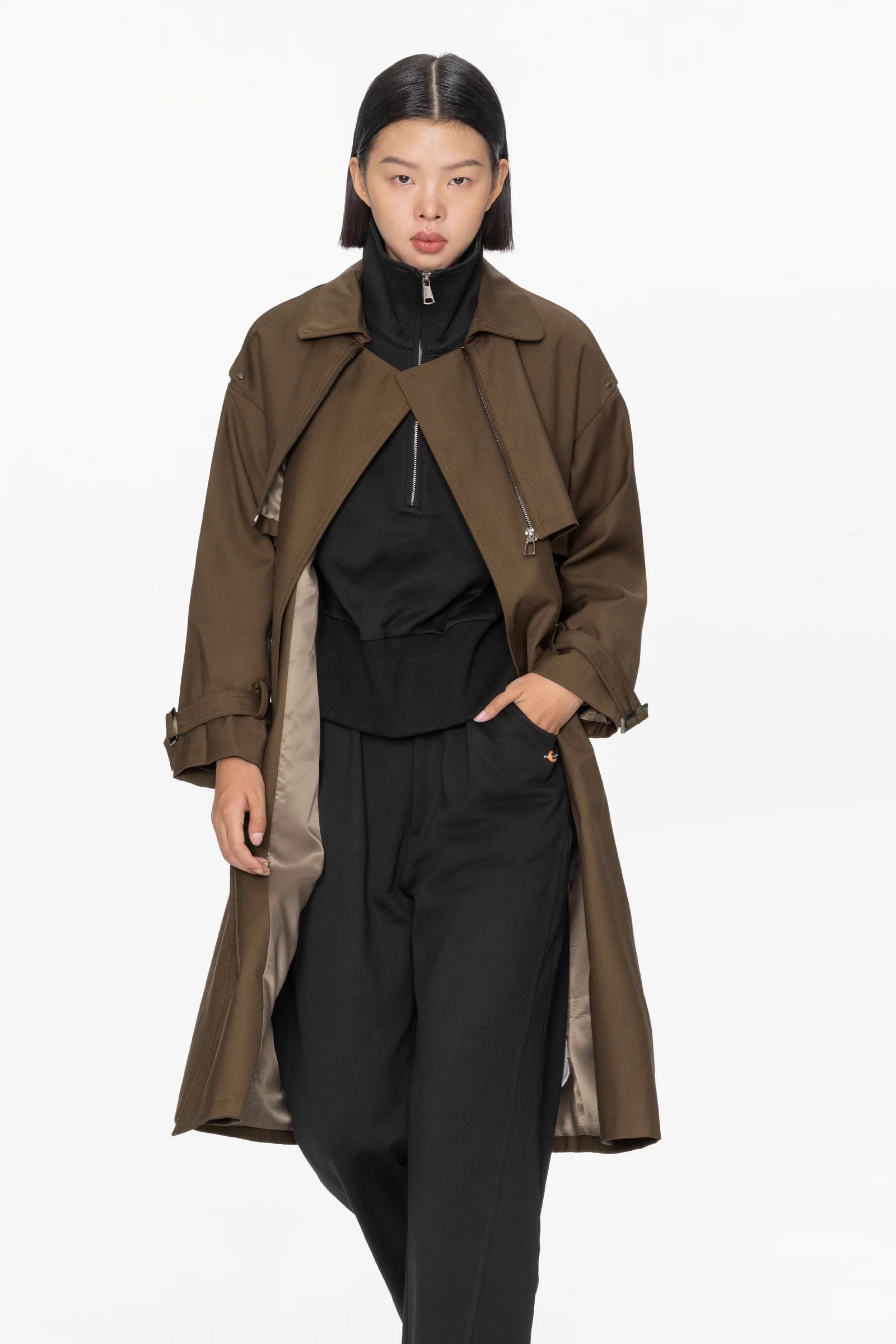 Zip Up Yoke Trench Coat