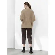 Coffee Wide Fishbone Rib Knit Jumper