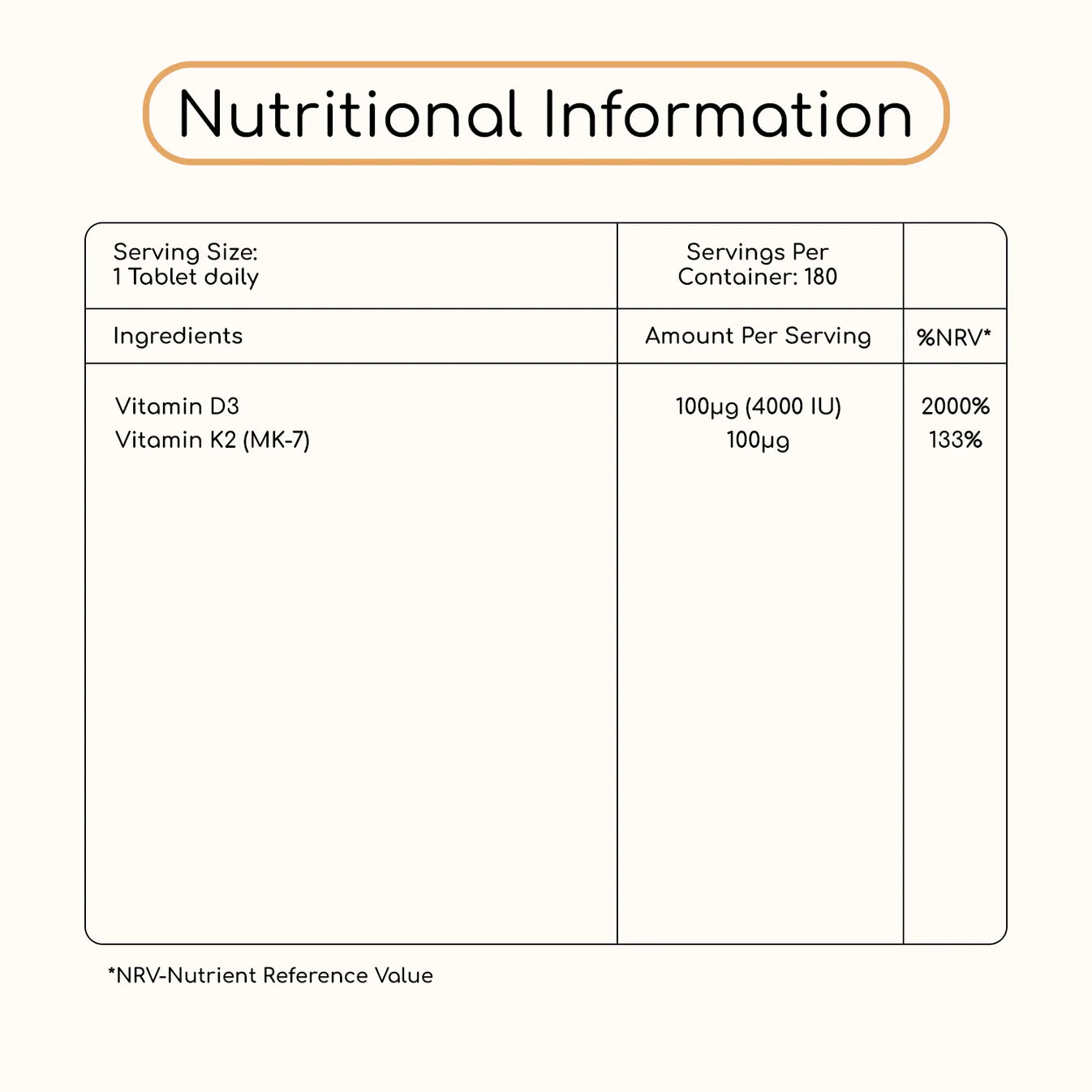 Vitamin D3 4000IU & K2 MK7 100µg Vegetarian Tablets