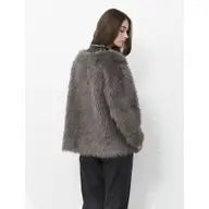 Grey Short Faux-Fur Coat