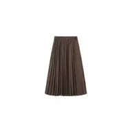 Pleated Suede Midi Skirt