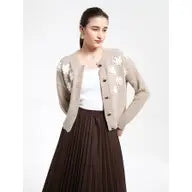 Three-Dimensional Flower Knit Cardigan