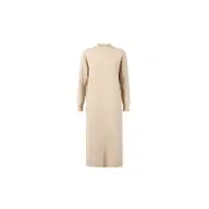 Cream Midi Jumper Dress in Fine Knit