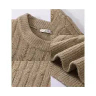 Coffee Wide Fishbone Rib Knit Jumper