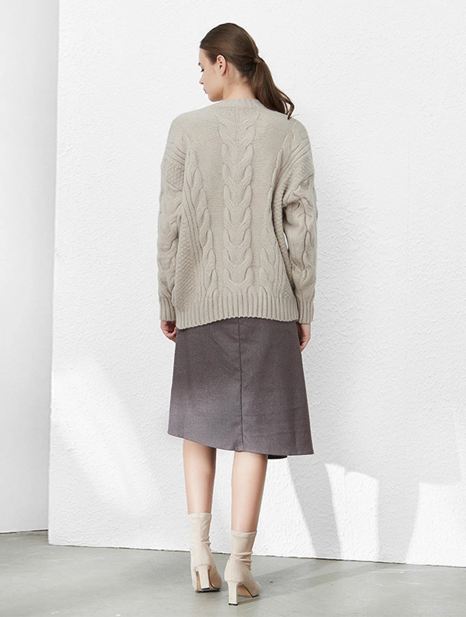 Beige Oversized Wide Cable Knit Jumper