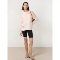 Sheer Triangular Panelled Thin Knit Sweater