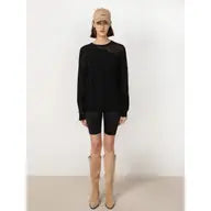 Sheer Triangular Panelled Thin Knit Sweater