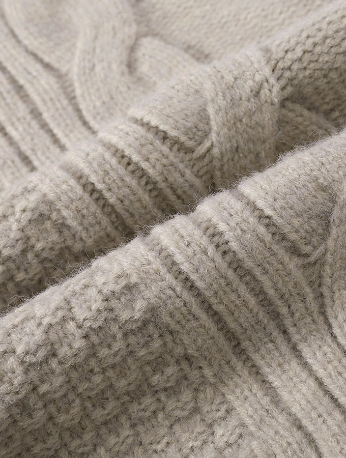 Beige Oversized Wide Cable Knit Jumper