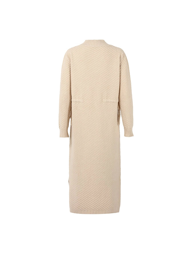 Cream Midi Jumper Dress in Fine Knit