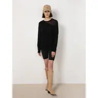 Sheer Triangular Panelled Thin Knit Sweater