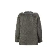 Grey Short Faux-Fur Coat