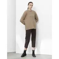 Coffee Wide Fishbone Rib Knit Jumper