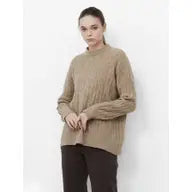 Coffee Wide Fishbone Rib Knit Jumper