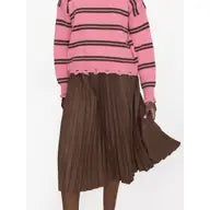 Pleated Suede Midi Skirt