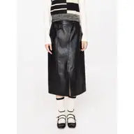 High Waist A-Line Pu Skirt with Back Slit