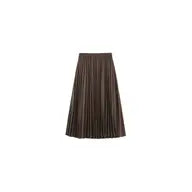 Pleated Suede Midi Skirt