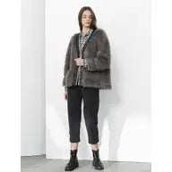 Grey Short Faux-Fur Coat